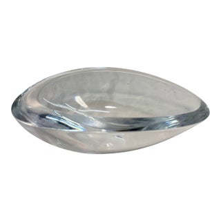 Vintage American Steuben Glassworks Colorless Clear Crystal Glass Ashtray Dish For Sale