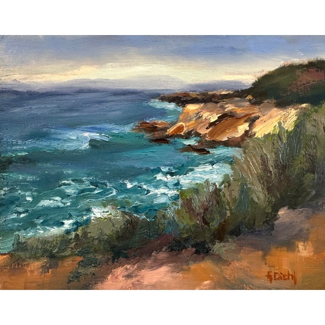 Original Impressionism Seascape Art Oil Painting by Grace Diehl For Sale