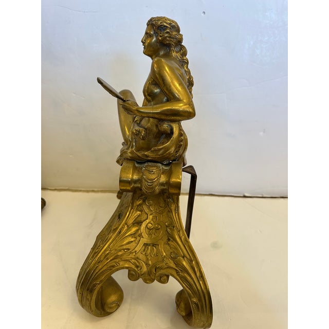 Antique Bronze Figural Andirons -a Pair For Sale In Philadelphia - Image 6 of 16