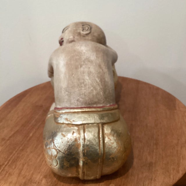 Mid 20th Century Carved and Painted Asian Wood Carving of Sleeping Beauty For Sale - Image 4 of 13