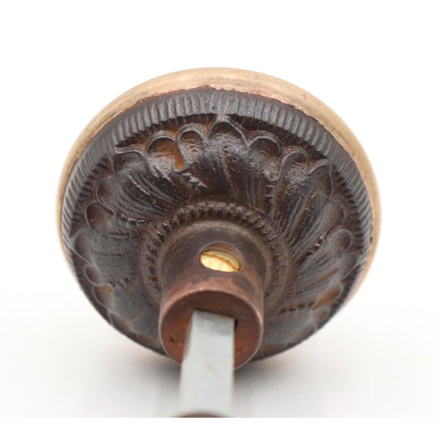 Metal Antique 1890s Victorian Norwich Passage Door Knob Set For Sale - Image 7 of 9