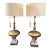 Pair of 1950s Regency Lamp Falkenstein Ormolu Glass Marble Table Lamps For Sale