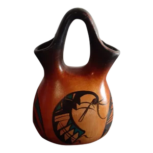 1970s Pueblo Ceramic Wedding Vase Made in Mexico