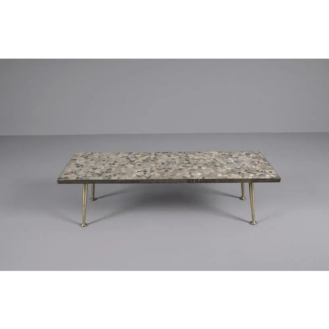 Brass and Ceramic Mosaic Coffee Table, 1950s For Sale - Image 10 of 10