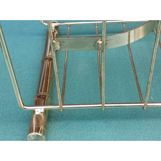 Mid 20th Century Brass Magazine Rack Vintage Mid 20th Century MCM For Sale - Image 5 of 6