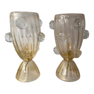 Contemporary Pair of Murano Glass Vase Macaroons Lamps, Italy For Sale