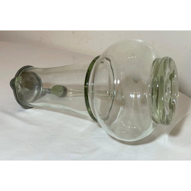 Large Antique 1800s Hand Blown Glass Pewter German Lidded Beer Stein Mug Pitcher For Sale - Image 9 of 11