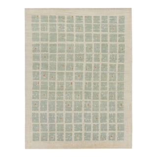 Rug & Kilim’s French Art Deco Style Rug With Light Green Geometric Patterns For Sale
