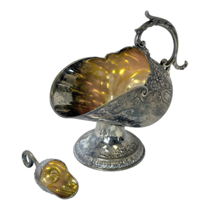 Antique Victorian Style Silverplate Salt Cellar With Scoop Made in Japan