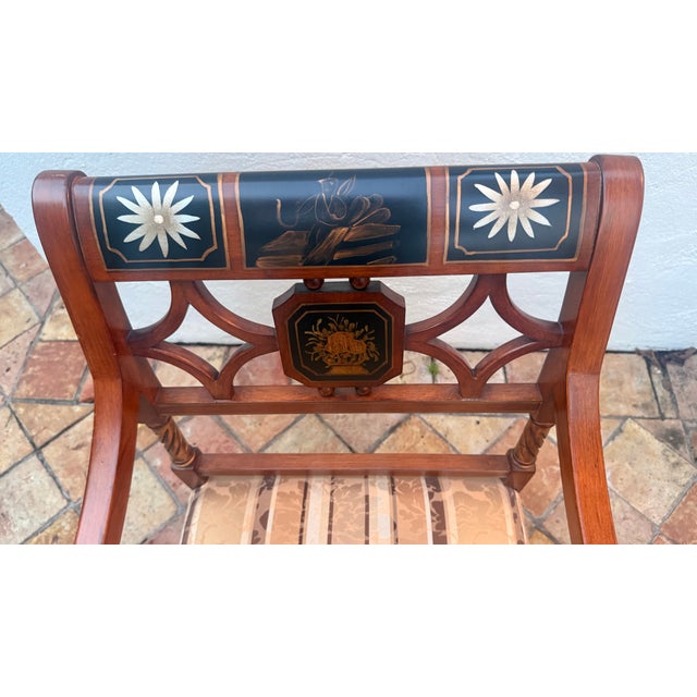 Regency Style Hand-Painted Neoclassical Armchairs, Pair For Sale - Image 16 of 18