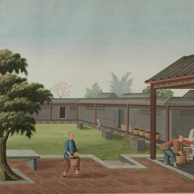 Antique Chinese Gouache Painting With Figures For Sale In West Palm - Image 6 of 11