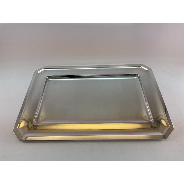 1980s Mid-Century Modern Silver Rectangular Platters For Sale - Image 10 of 15
