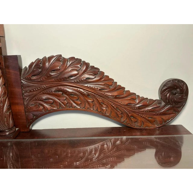 Wood Antique American Empire Carved Flame Mahogany Sideboard With Lion Paw Feet For Sale - Image 7 of 18