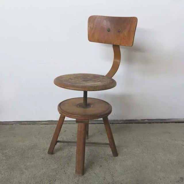 Vintage German Adjustable Workshop Stool, 1930s For Sale - Image 12 of 14