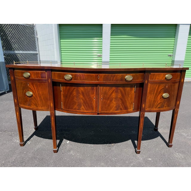 1990S Kindel Hepplewhite Style Mahogany Serpentine Sideboard For Sale - Image 11 of 11