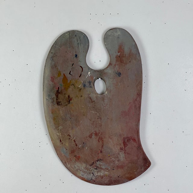 Wood Large Vintage Kidney Shaped Authentically Used Artist's Palette For Sale - Image 7 of 7