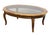 ETHAN ALLEN Country French Collection Solid Birch 48" Accent Oval Coffee Table w. Amber Glass Top 26-8301 17" High 48"...