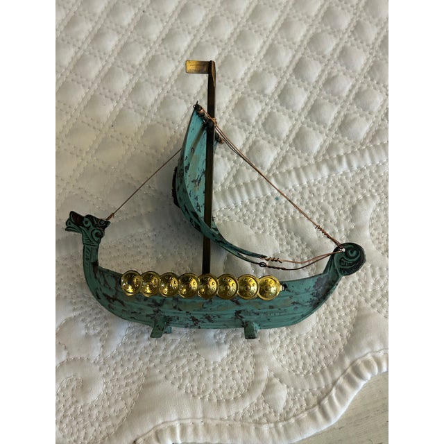 VTG Metal Viking Ship For Sale - Image 4 of 9