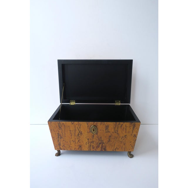 Wood Neoclassical Empire Revival Style Box, Tiger Burl-Esque Lion Heads, Late 20th C For Sale - Image 7 of 15