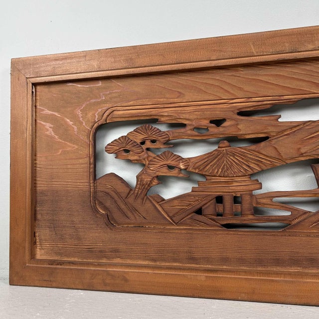 Wooden Ranma Temple Mountain Landscape, Japan, 1920s For Sale - Image 9 of 18