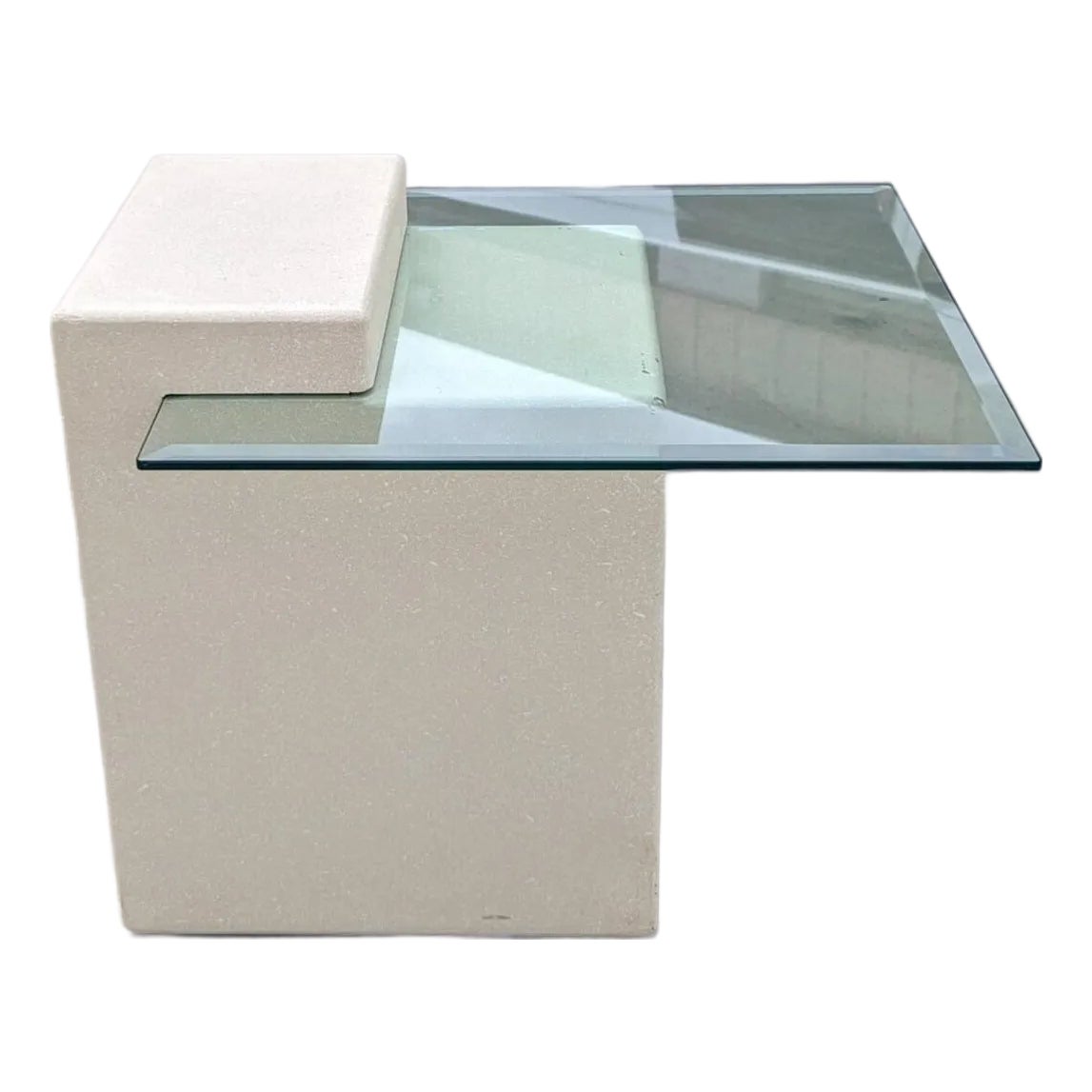 Postmodern Plaster & Glass Side Table, 1980s End Table | Chairish