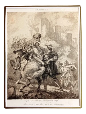 Hédouin after Eugene Delacroix, Rebecca enlevee par le templier, Etching, 1846
