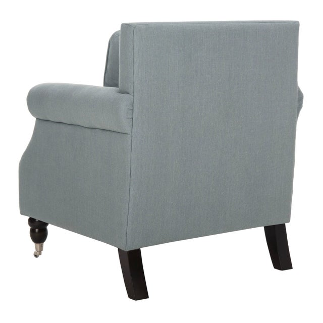 2020s Club Chair & Silver nailheads in Seaside Blue & Espresso For Sale - Image 5 of 10