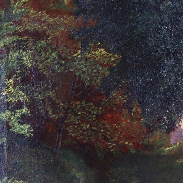 Antique Hudson River School Oil on Canvas Landscape Painting C1900 For Sale - Image 4 of 11