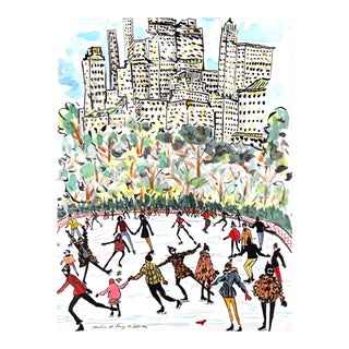 Central Park Ice Skating Print by Pauline de Roussy de Sales For Sale