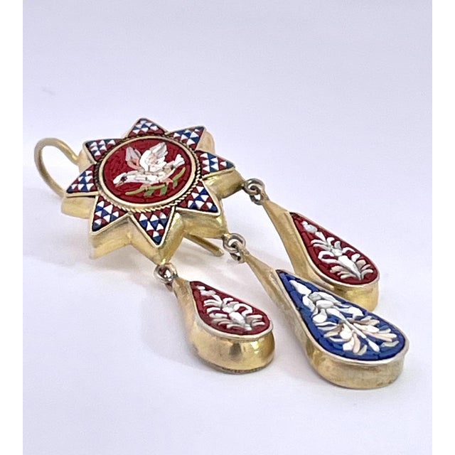 Antique 1880's Micro Mosaic Drop Earrings - 2 Pieces For Sale - Image 11 of 12