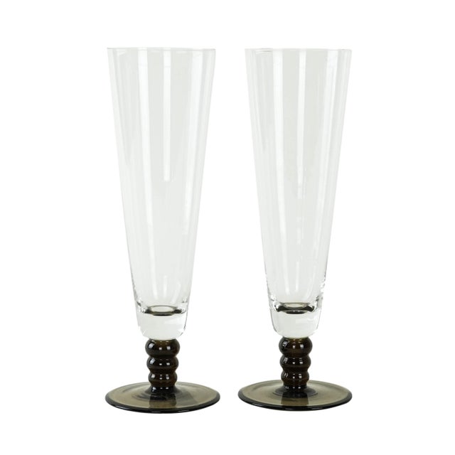 Glass Vintage Italian Champagne Glasses, 1970s, Set of 2 For Sale - Image 7 of 7
