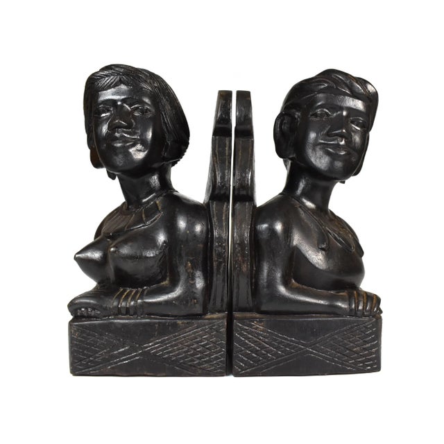 Stunning hand carved hardwood (Ebony) woman and man bust tribal art bookends. They are perfect set to add to your home or...
