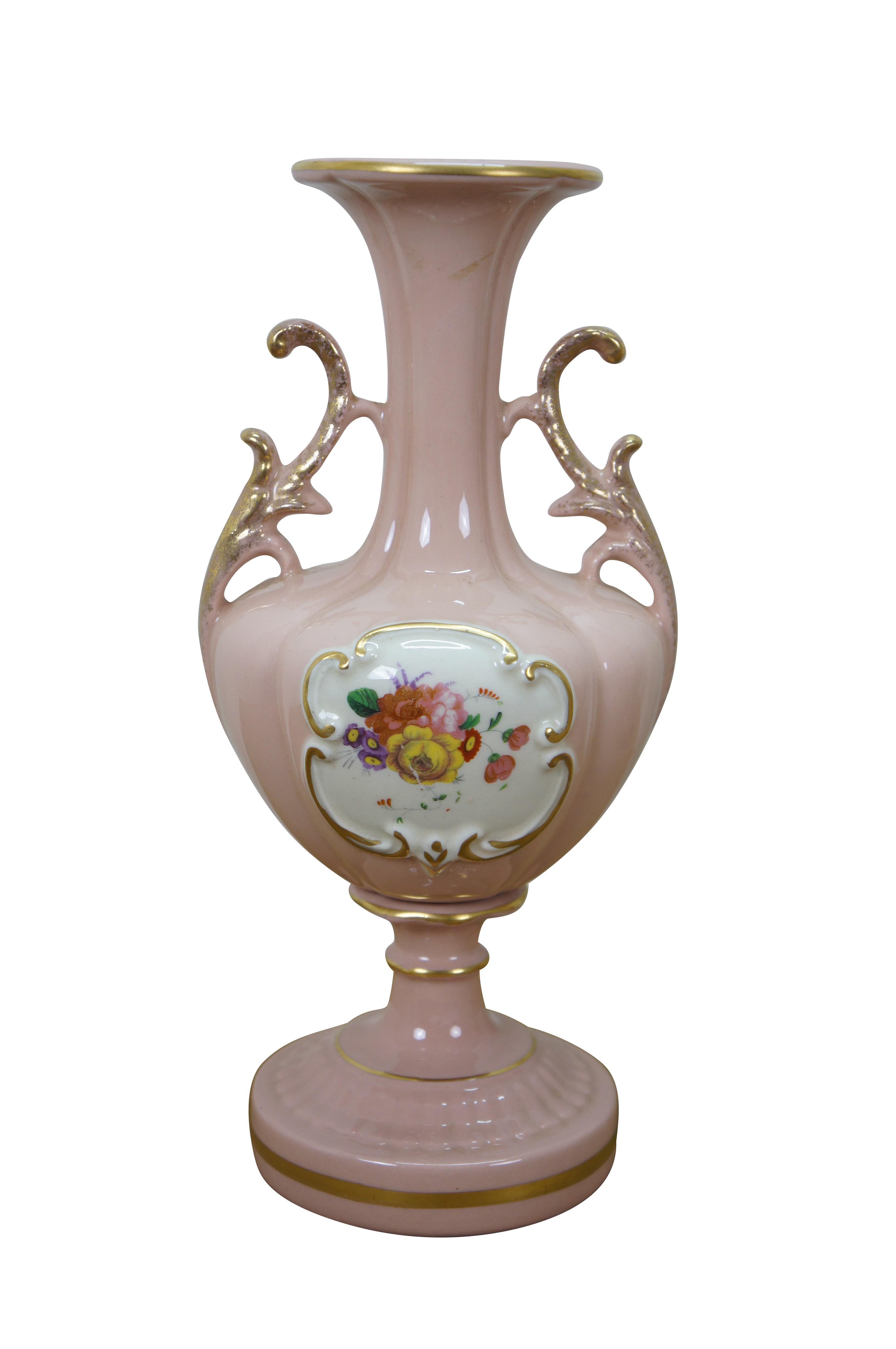 Mid 20th Century 2 St Regis American Porcelain Pink Floral Mantel