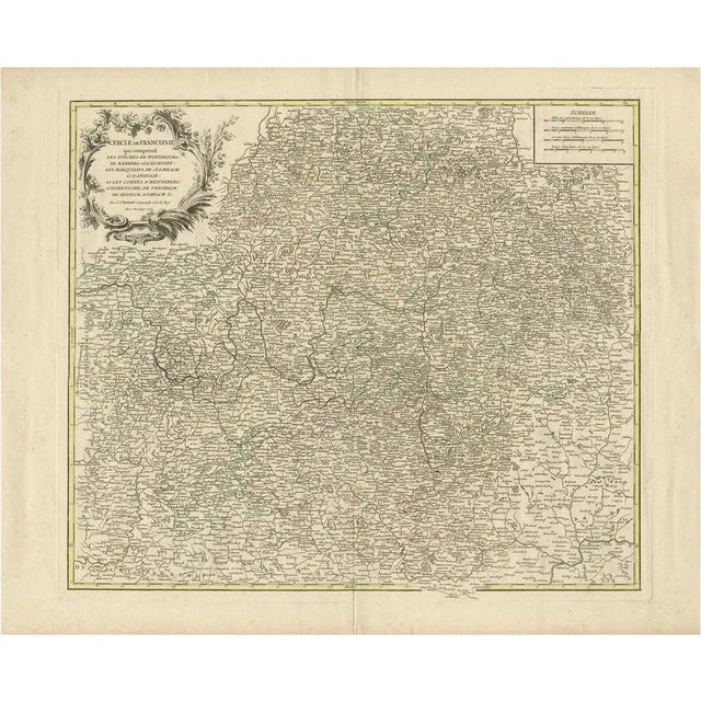 Antique Map of the Circle of Franconia, 1757 For Sale