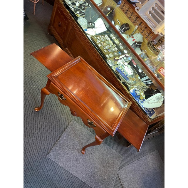 Mid 20th Century Mid 20th Century Cherry Queen Anne Style Side Glide One Drawer Tea Table For Sale - Image 5 of 12