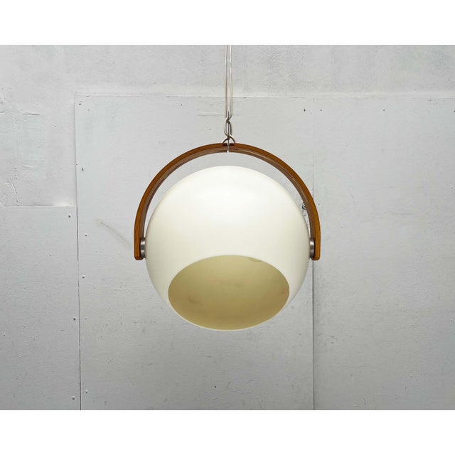 Mid-Century Modern Swiss Space Age Plastic and Plywood Pendant Lamp from Temde, 1960s For Sale - Image 9 of 18