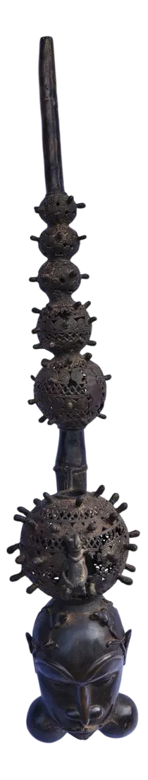 Bronze Knight Pipe, Tikar, Cameroon, Pre-1800s, Bronze