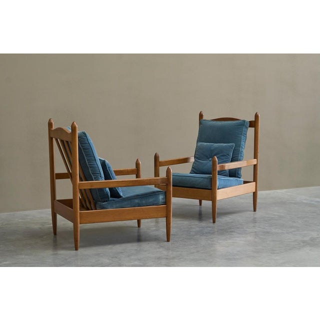 Vintage French Lounge Chairs in Oak, 1950s, Set of 2 For Sale - Image 3 of 17