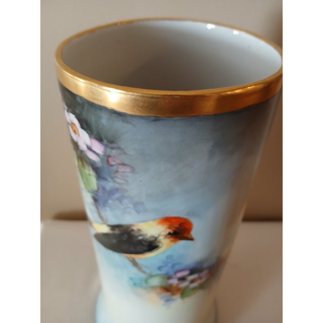 Antique Limoges B & Co Hand Painted Vase of Flowers & Taningers For Sale In Minneapolis - Image 6 of 13