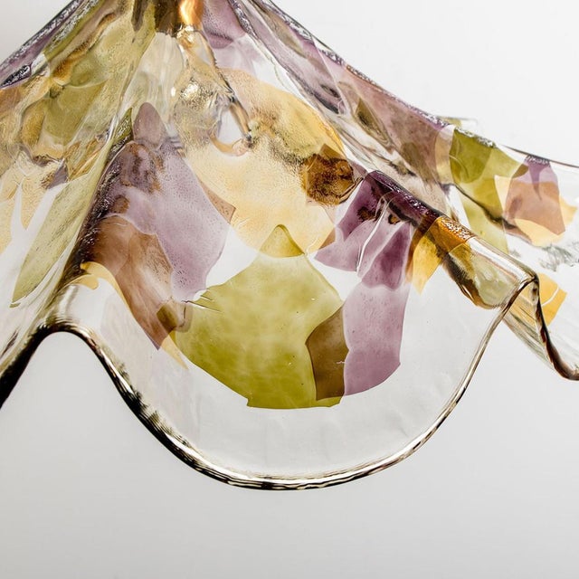 Purple, Green and Yellow Murano Glass Pendant from VeArt, 1980s For Sale - Image 3 of 17