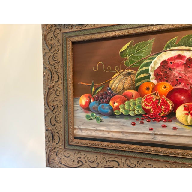 Vintage Oil on Canvas Stilllife With Fruit For Sale - Image 4 of 10