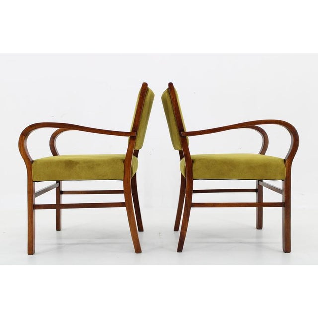 Wood Art Deco Beech Armchairs, Czechoslovakia, 1940s, Set of 2 For Sale - Image 7 of 18