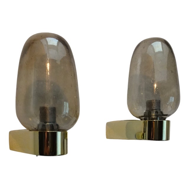 Vintage Scandinavian Wall Sconces in Glass with Spare Shade, 1970s, Set of 2 For Sale
