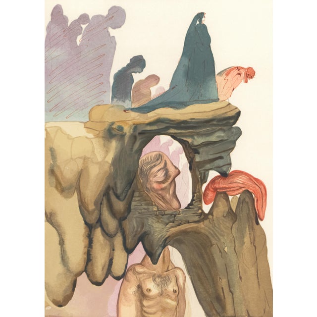 Abstract 1963 Dalí Divine Comedy Engraving Enfer Chant 23 "Les Prévaricateurs" (The Grifters) For Sale - Image 3 of 9