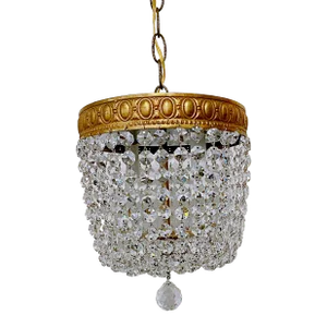 1950s Italian Brass Basket Chandelier