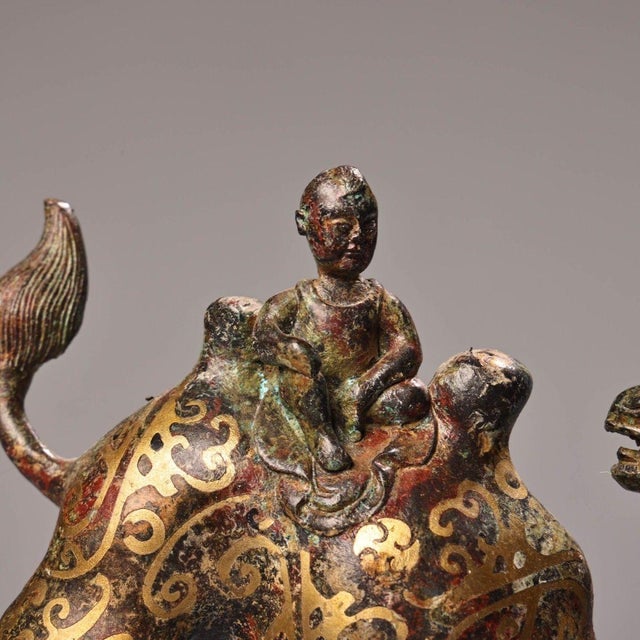 Metal Late 19th Century Gilt Bronze Camel With Rider Figurine, Detailed Engravings For Sale - Image 7 of 9