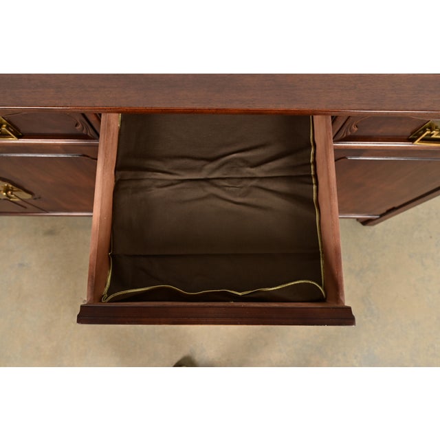 Wood Henredon Hollywood Regency Chinoiserie Walnut Sideboard Credenza, Circa 1970s For Sale - Image 7 of 18