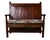 19th Century Wood Bench with Schumacher Zanzibar Linen Print Cushion For Sale - Image 13 of 13