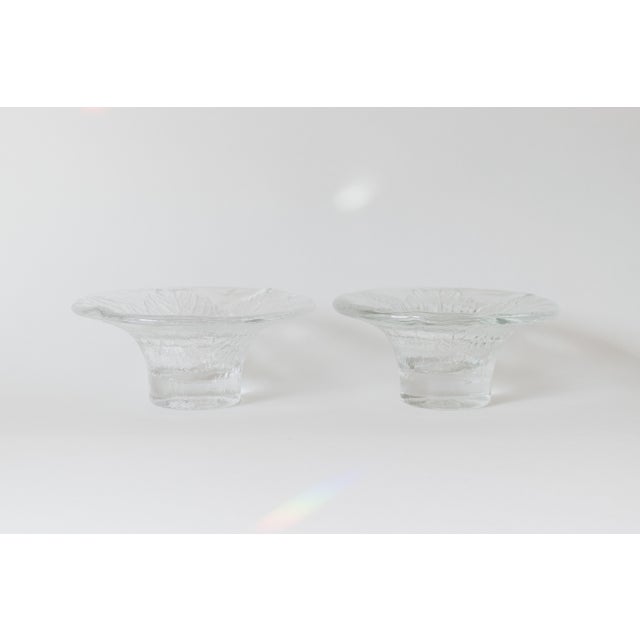 Vintage Scandinavian Modern Glass Leaf Candlholder/Egg Cup by Goran Warff for Kosta Boda Sweden - a Pair For Sale - Image 13 of 13
