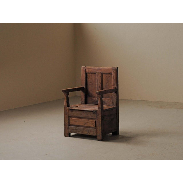 19th Century Folk Armchair with Storage Chest in Wood, France For Sale - Image 16 of 17